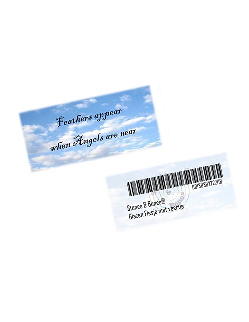 Glazen Flesje Veer Kaartjes Kaartje met tekst en barcode