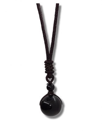 Obsidiaan bolletje aan ketting