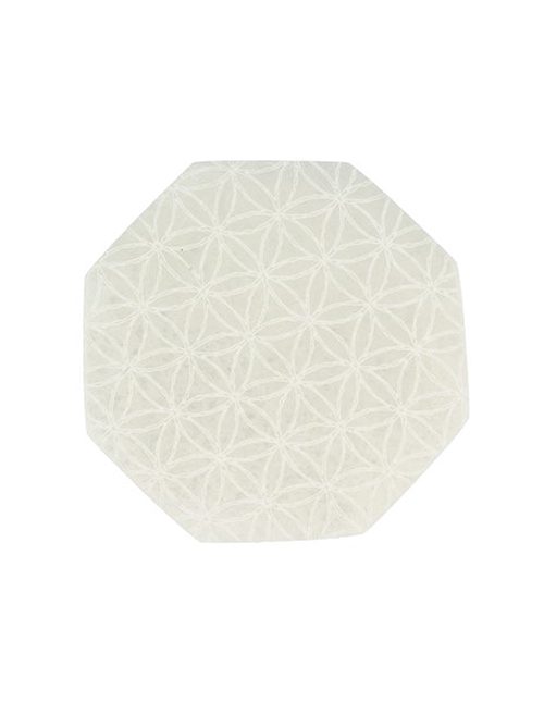 Seleniet oplaadsteen zeskant met opdruk Seleniet oplaadsteen zeskant met opdruk