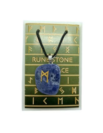 Lapis Lazuli hanger met Runenteken Mannaz