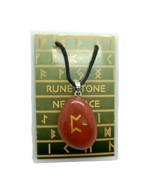 Runen-Perthro Jaspis rood hanger met Runenteken Pertho