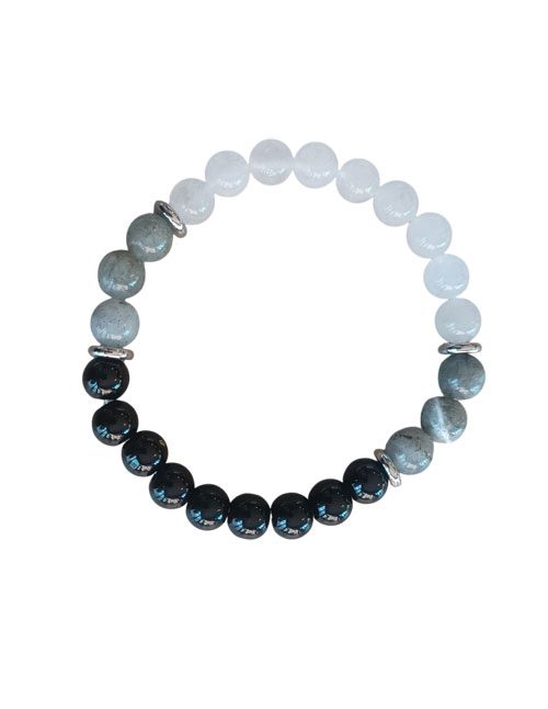 Labradoriet---Bergkristal---Toermalijn-armband Labradoriet Bergkristal Toermalijn armband