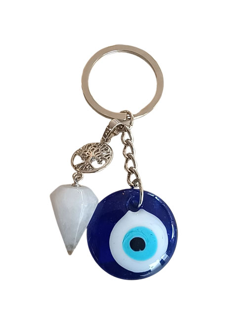 Evil-eye-bk-sleutelhanger Bergkristal sleutelhanger evil eye