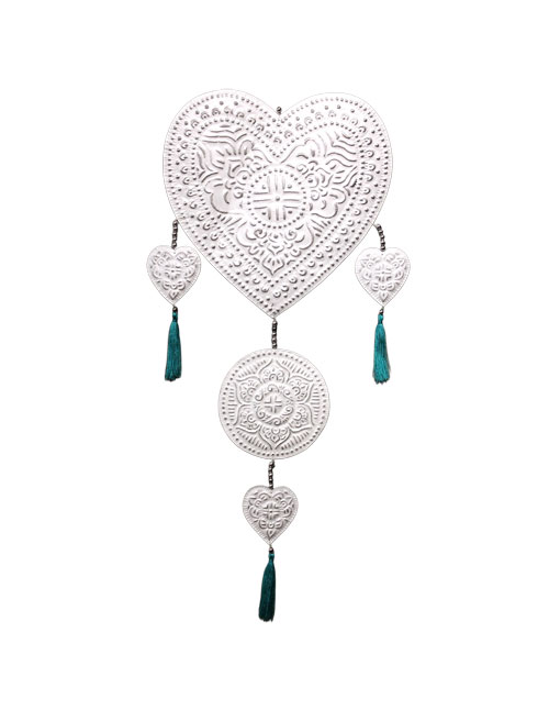 Aluminium-Mobiel-hearts-creme Muurhanger Hartjes