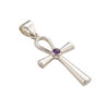 Ankh-hanger-verzilverd-Amethist Ankh hanger met Amethist