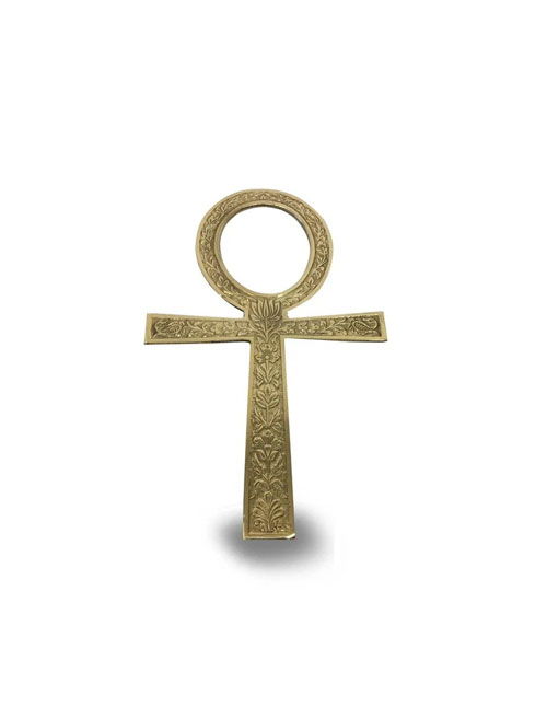 Hangende-ankh-met-relief-15cms Messing Ankh 15cm